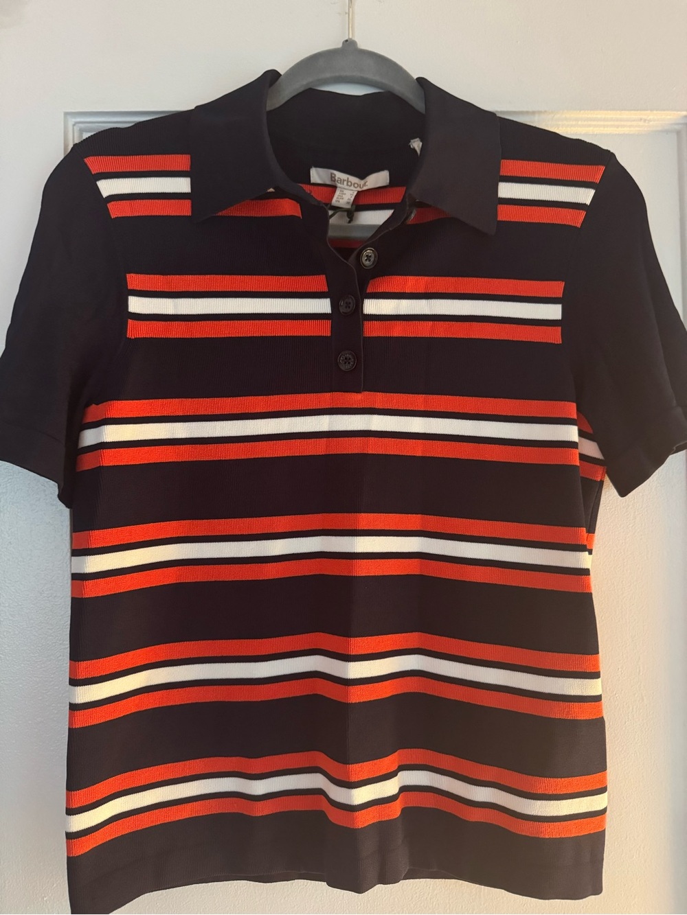 Barbour Navy, Red & White Striped Polo